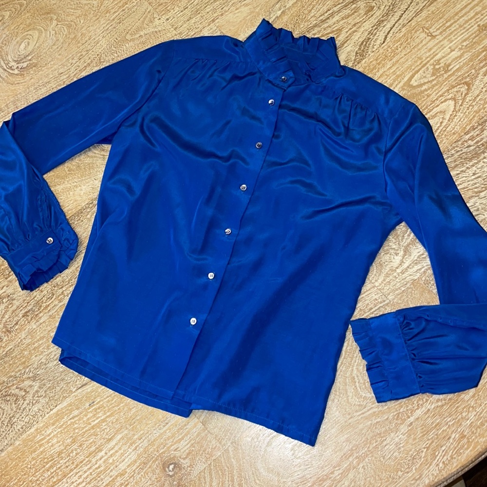 Vintage 60s 70s miss sophisticates Portland Oregon Blue blouse